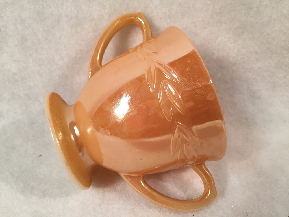 Fire King Peach Luster LAUREL LEAF Cream & Sugar