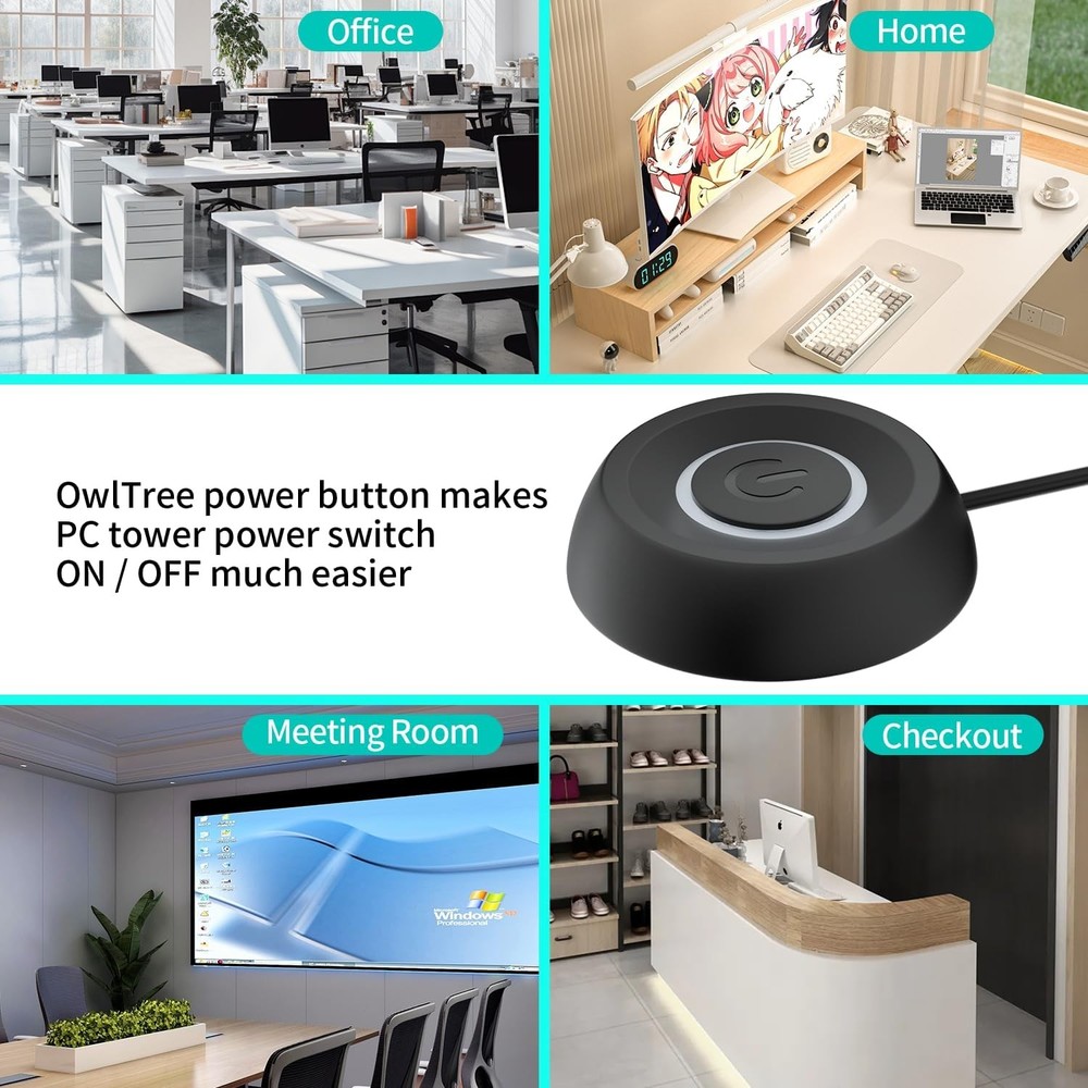 PC Power Button External Switch ON Off LED Cable