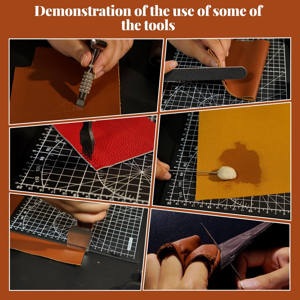 Leather Tooling & Crafting Kit for Beginners - 72Pcs Leatherworking Tools wit...