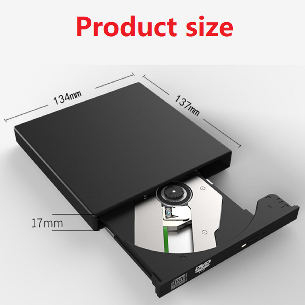 USB 2.0 Slim External DVD Rom Optical Drive CD DVD RW Player Reader Recorder