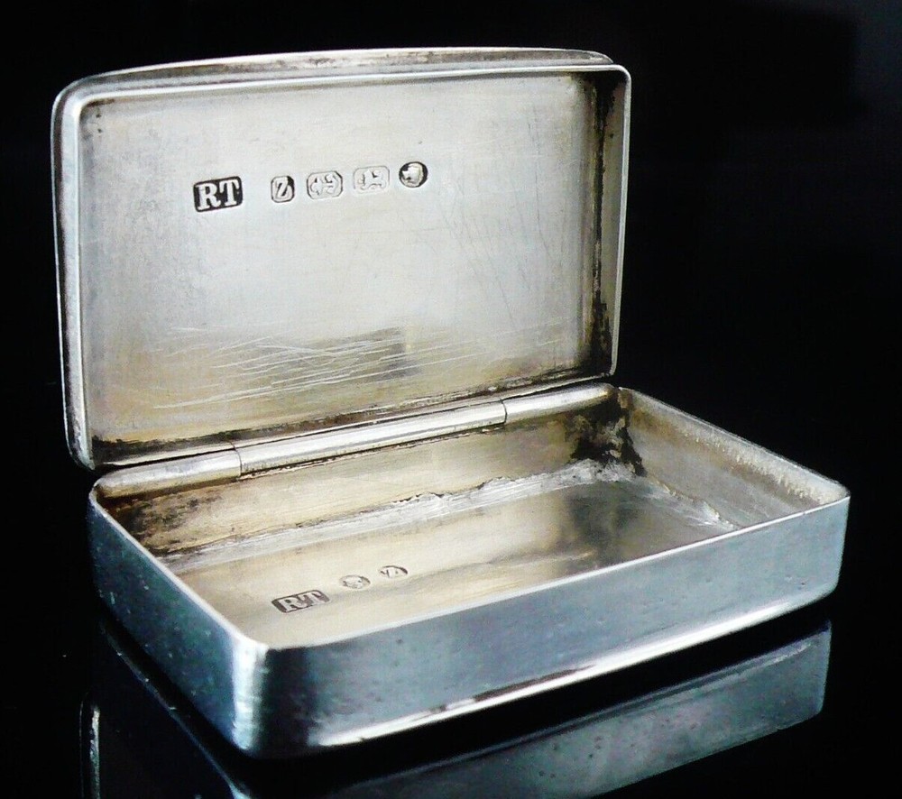 Sterling Silver Vesta Box Case with Striker, Robert Thornton, Antique 1874