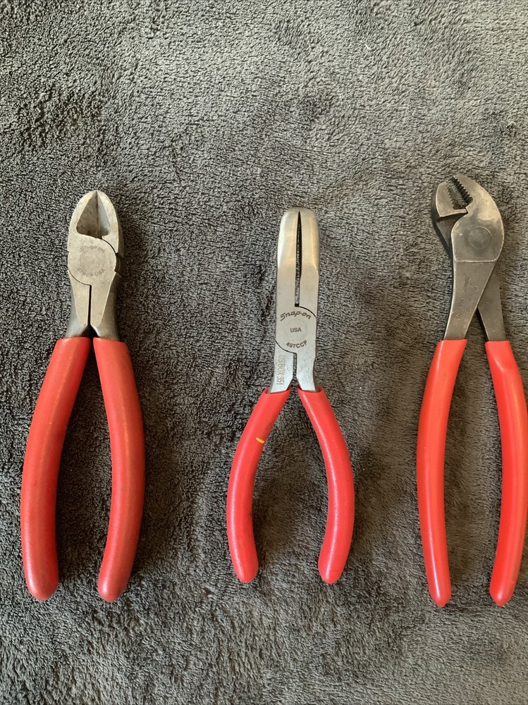 Snap On 5pc Pliers Set, See Pics…mixed Styles, Used…all Work