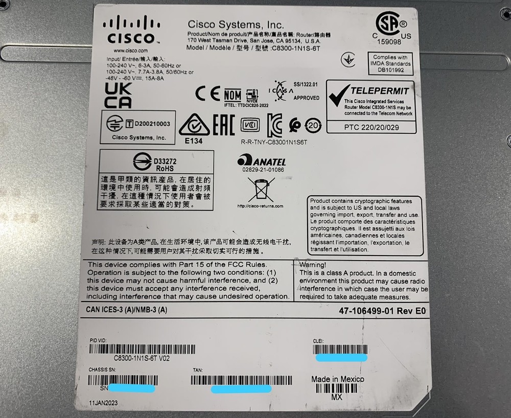 Cisco Catalyst Rack Mountable Router C8300-1N1S-6T
