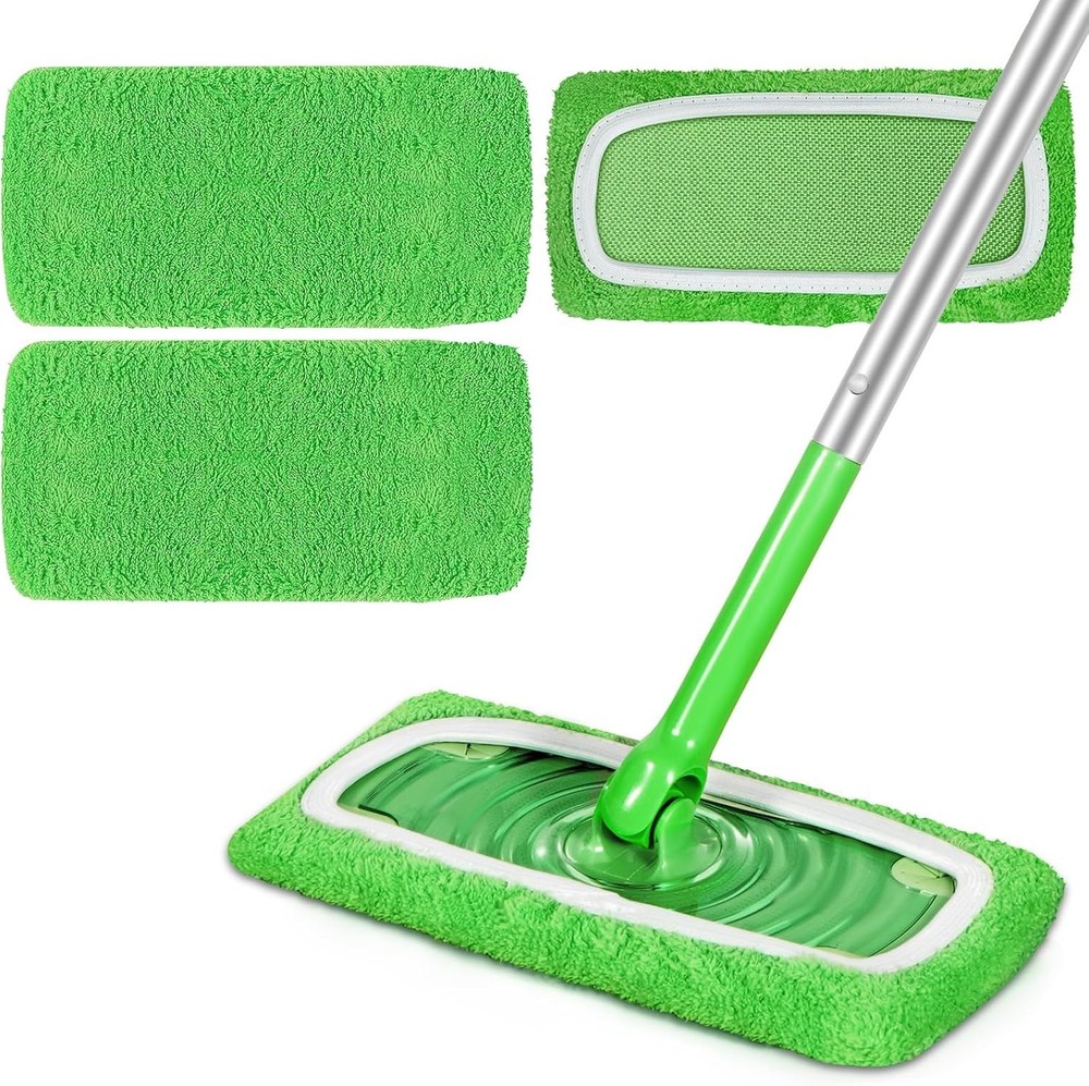 Reusable Microfiber Mop Pads Compatible w/ Dry Swiffer Sweeper 3 Pack Washable