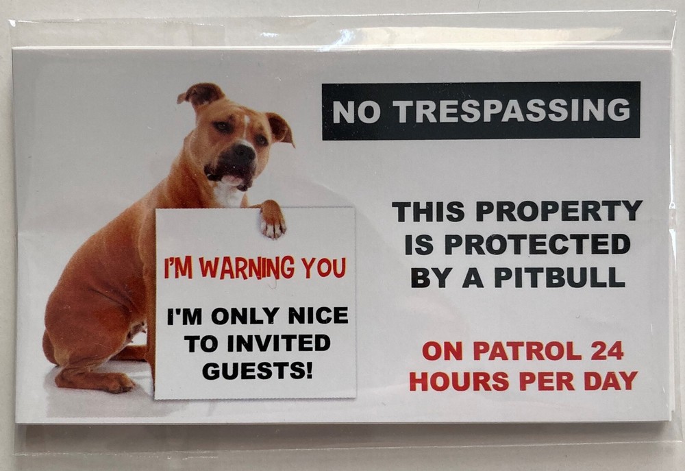 Protected By Pitbull Security Warning Stickers / 6 Pack + FREE Shipping