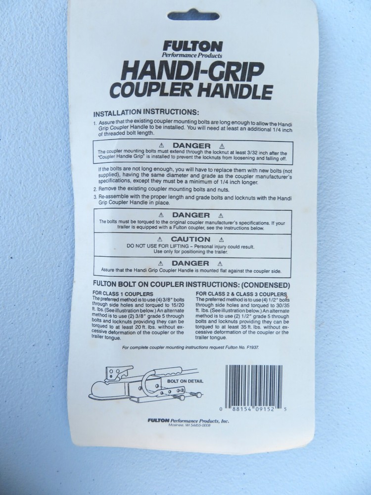 Fulton Handi Grip Trailer Carrying Handle