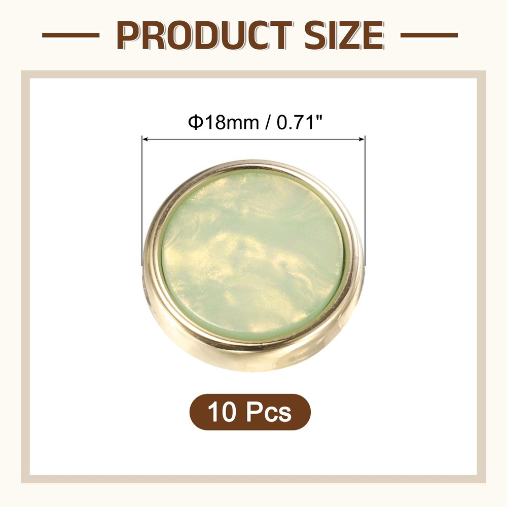 10Pcs Round Button, 18mm/0.7" Resin Decorative Pattern Button, Light Green