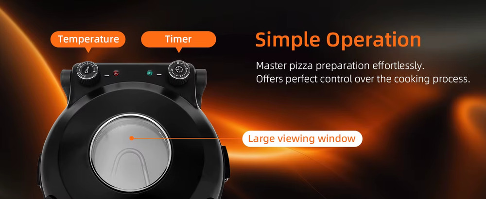 Electric Pizza Oven 420°C Double-Sided Heating Compact Kitchen Maker