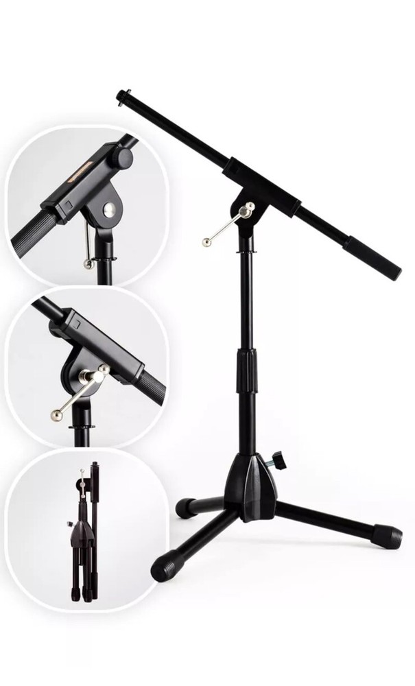 Stage Rocker Foldable Tripod Low-Profile Mic Boom Stand - Height Extending fr...