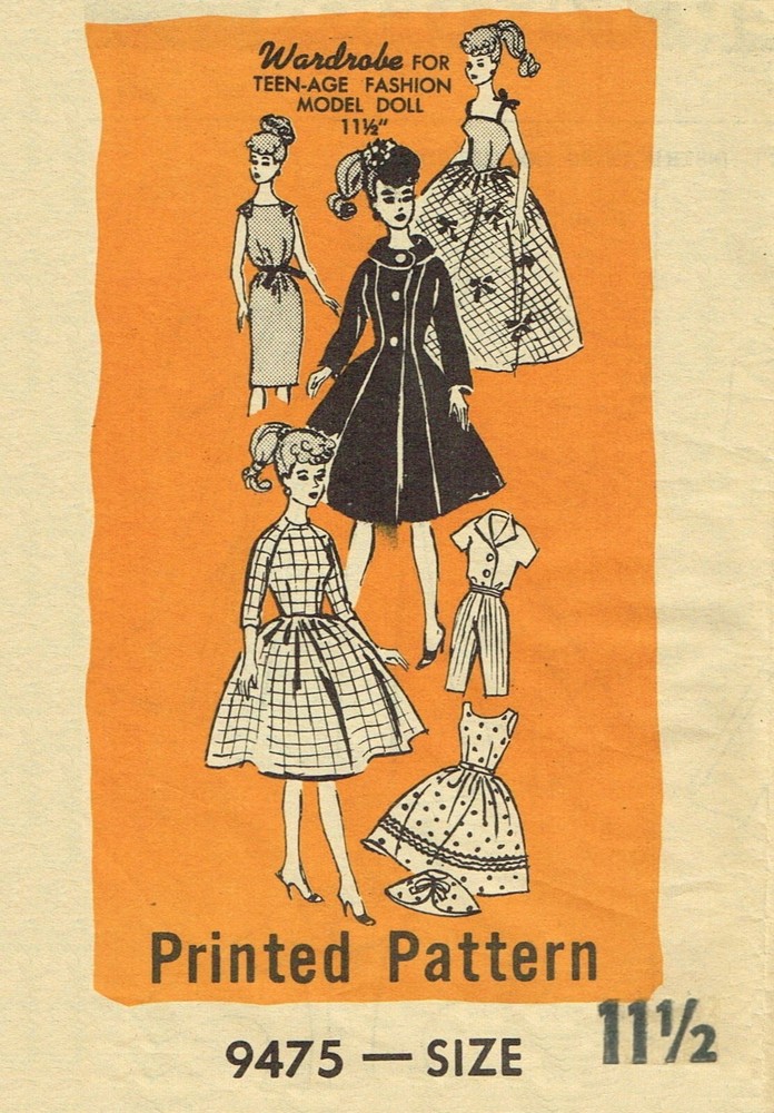Barbie DOLL Patterns Size 11.5" ~6 patterns~ Vintage Mail Order