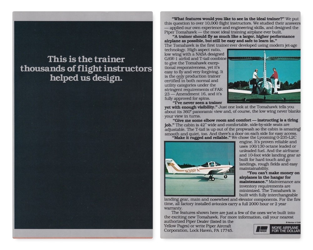 1978 Piper Tomahawk Aircraft ad 5/19/2024a