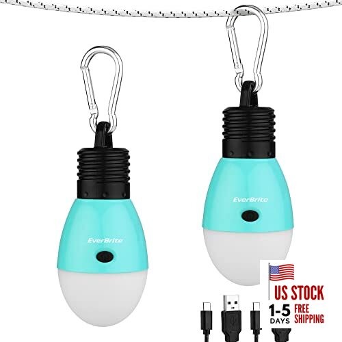 Rechargeable Camping Light,Portable Tent Lantern,3 Lighting Modes, Blue-2 Pack