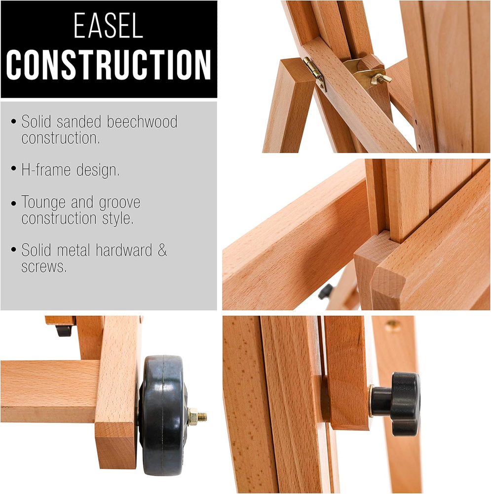 Master Multi-Function Studio Artist Wooden Floor Easel - Large Adjustable H-Fram