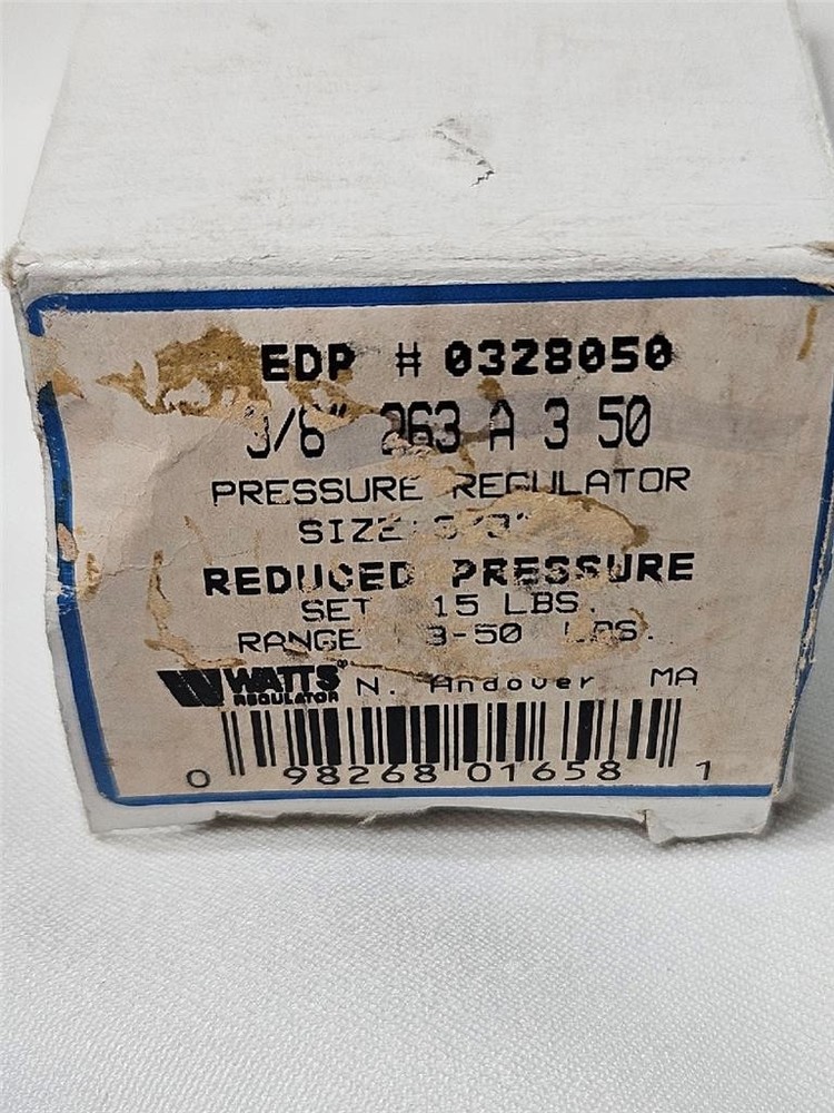 Watts Pressure Regulator 263A 3/8 in NPT Ports 3-50 PSI With New Pressure Gauge