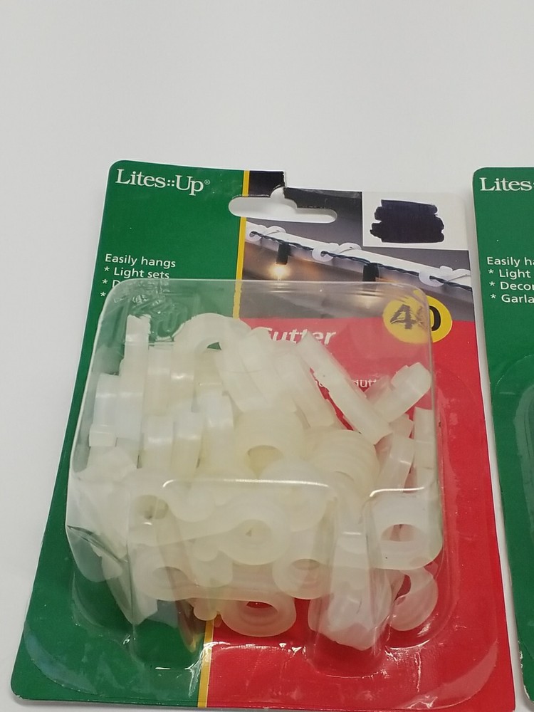 Lites Up Gutter Hooks Christmas String Lights 40 Pack Vintage