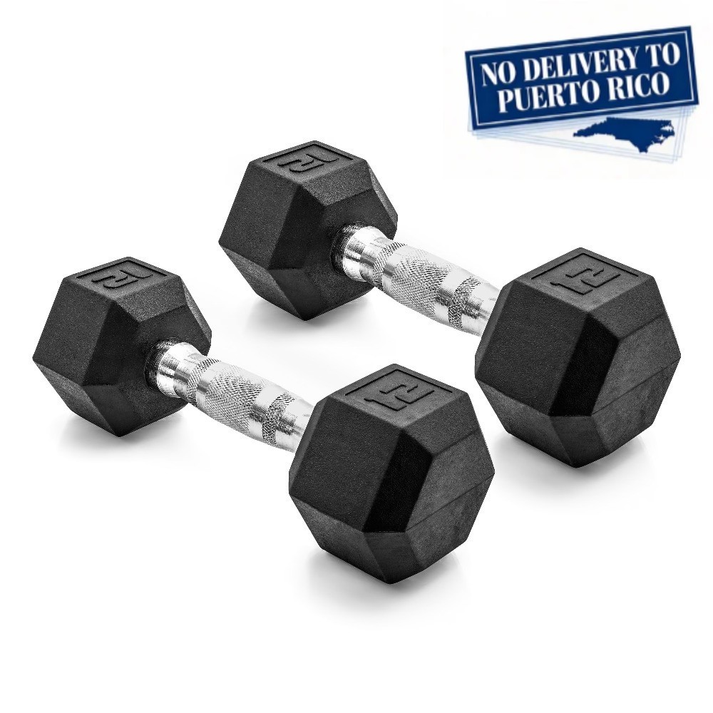 12lb Coated Rubber Hex Dumbbell, Pair