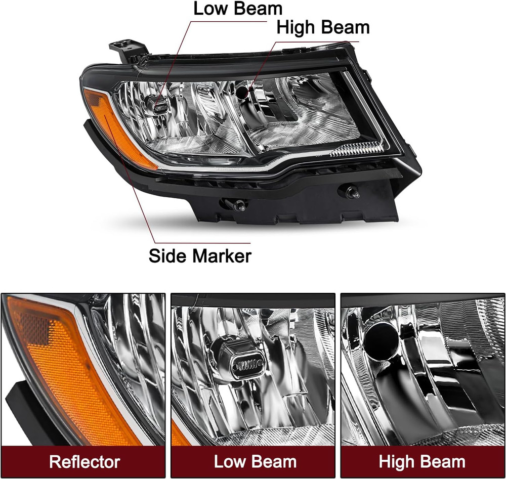 Halogen Headlight Assembly Replacement for 2017 2018 2019 2020 2021 Jeep Compass