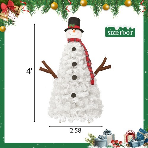 Christmas tree 4 ft preinstalled light snowman shape with 380 branch tips
