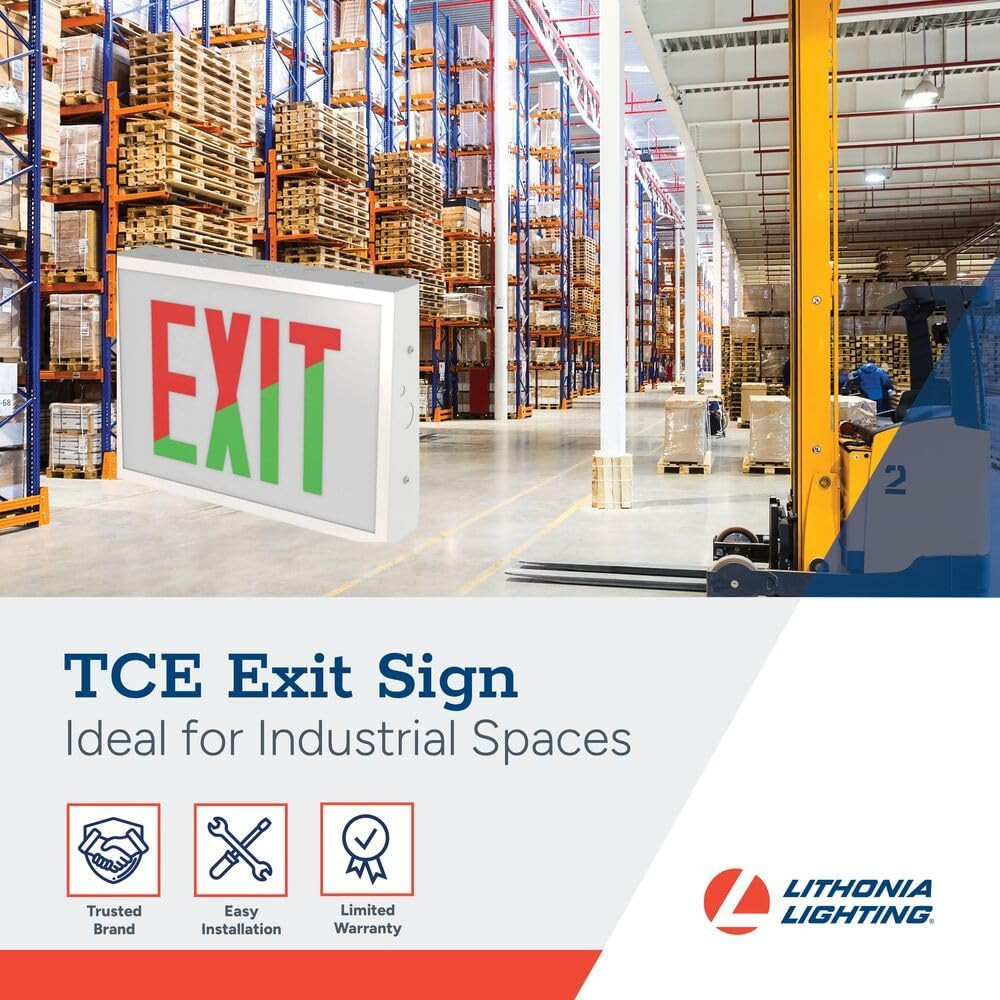 Indura TCE Exit Sign with LED Light Source, Steel Construction, Switchable Red a