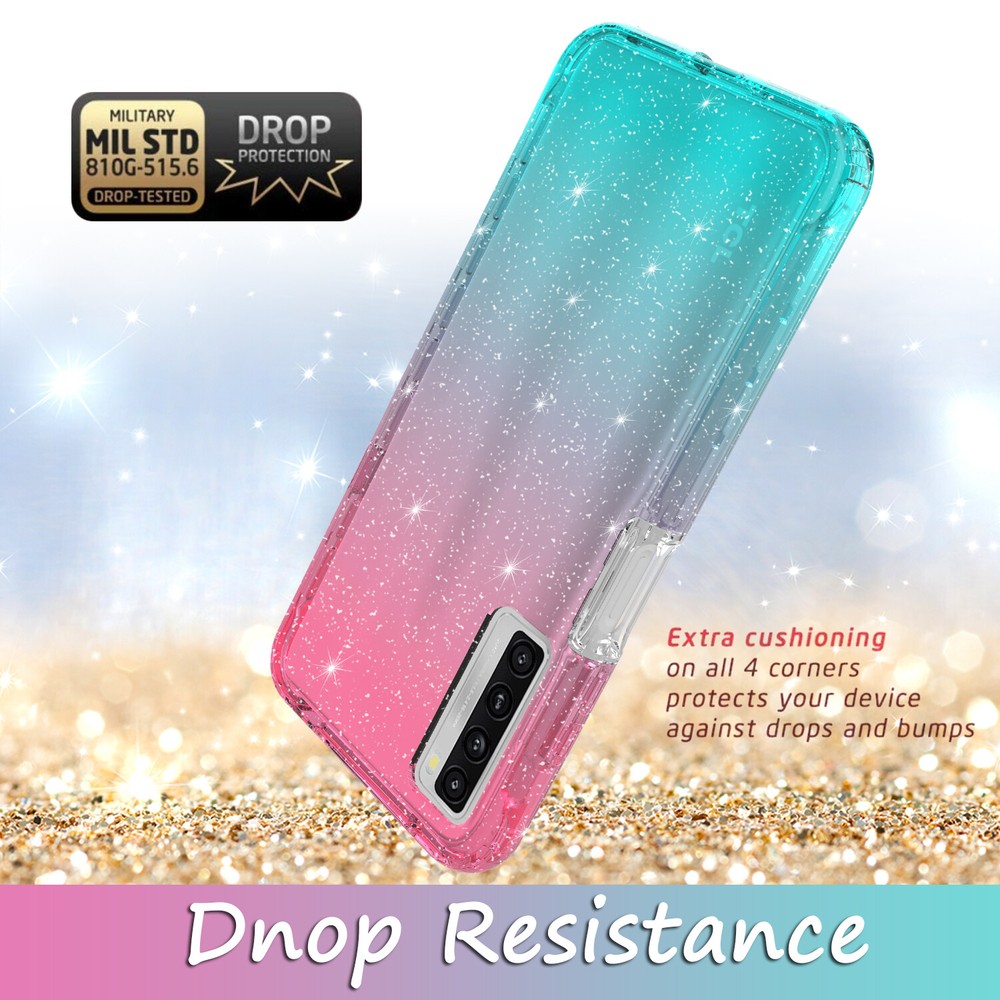 For TCL 30 XE 5G Gradient Glitter Sparkle Transparent Case