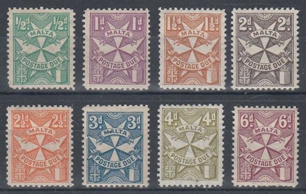 MALTA 1925 POSTAGE DUES SHORT SET (x8) MINT (ID:479/D47969)