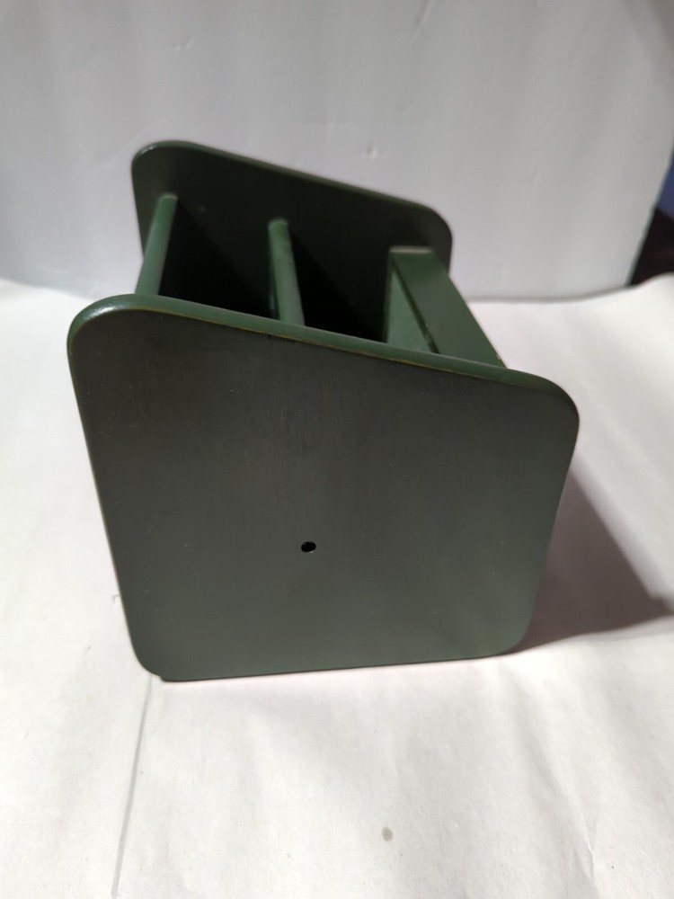 REMOTE CONTROL HOLDER CADDY ORGANIZER GREEN WOOD BASEBALL SHADOW BOX