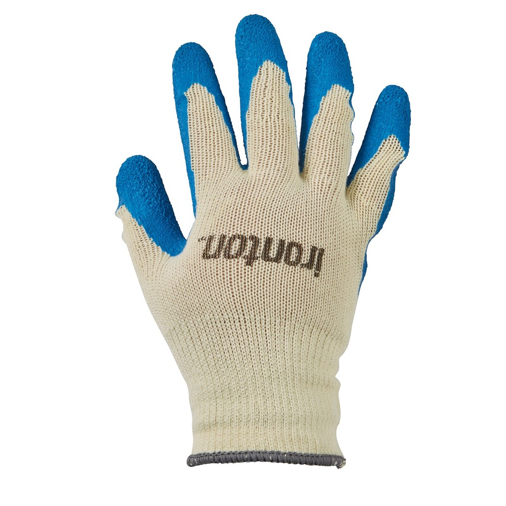 Ironton Latex-Coated Work Gloves, Blue/Gray, Large