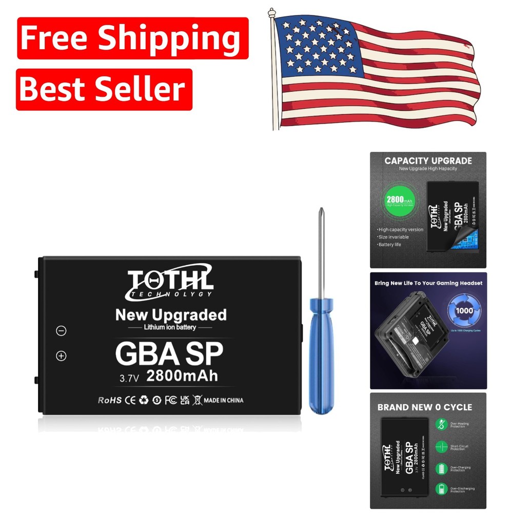Efficient 2800mAh Lithium-ion Battery for Gameboy Advance SP - Includes Tools