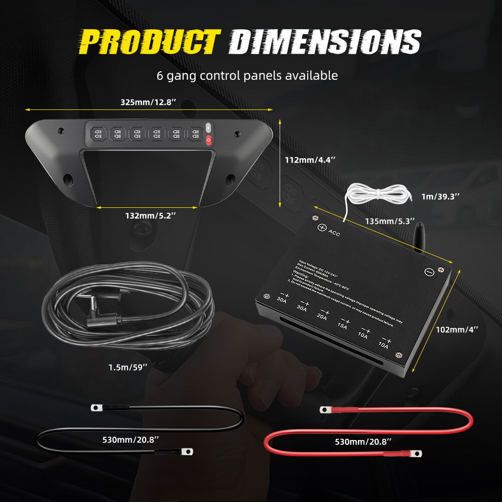 For Dodge Ram 1500 Grab Handle Wireless Auxiliary SwitchPanel 6Gang Relay System