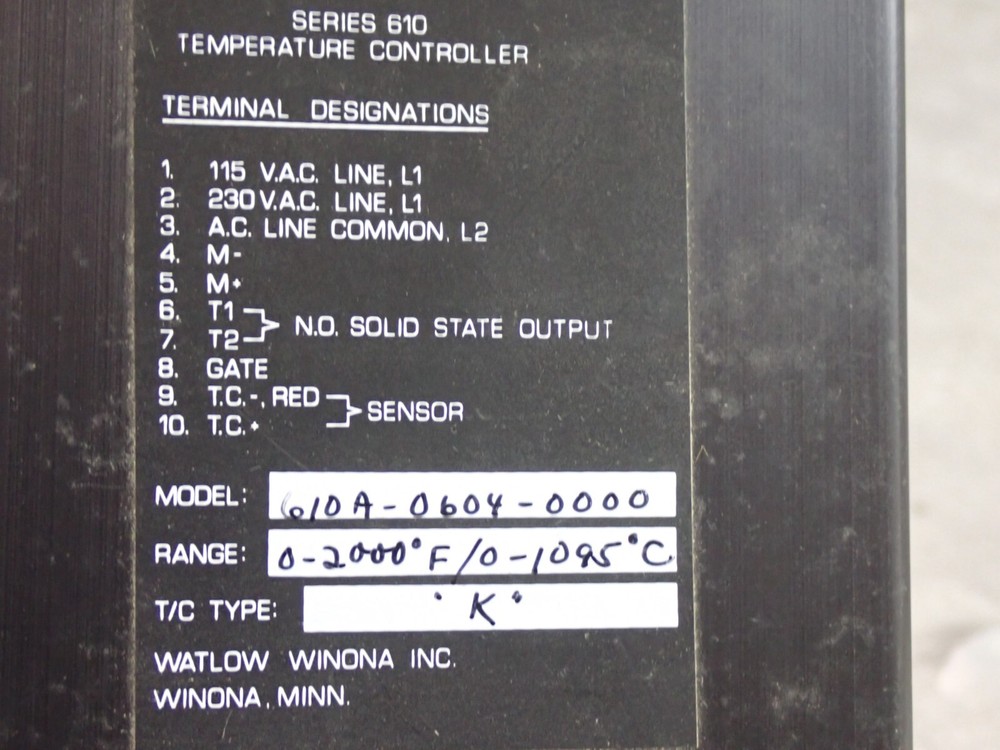 WATLOW 610A-0604-0000 TYPE K TEMPERATURE CONTROLLER USED