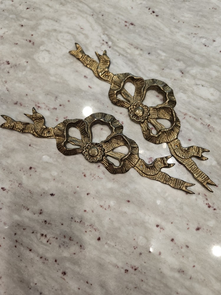 Pair of Gatco, Solid Brass Bow Wall Appliqué