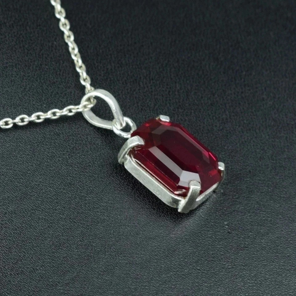 Natural Certified 20 Ct Red Ruby Gemstone Pendant In Solid 925 Sterling Silver