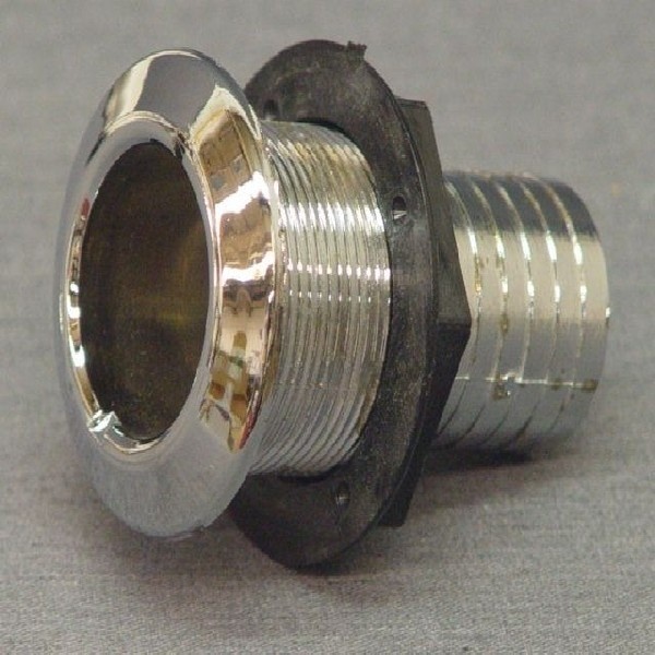 Boat Straight Thru Hull Fitting | 1 1/4 Inch Plastic Silver