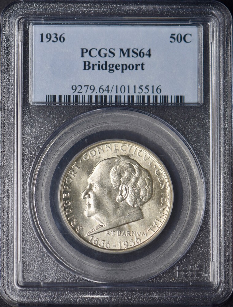 1936 Bridgeport Commemorative Silver Half Dollar - PCGS MS64 - ✪COINGIANTS✪