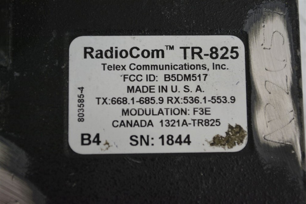 RadioCom TR-825 Wireless Belt Pack Transceiver SEE NOTES