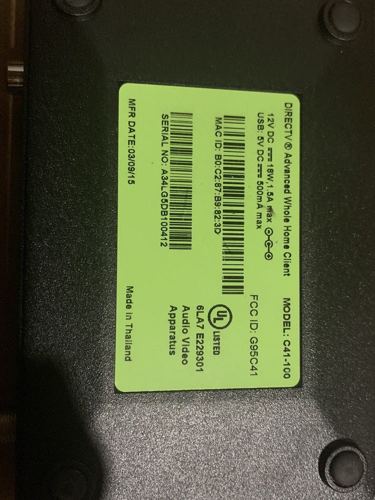 DIRECT TV ADVANCED WHOLE HOME client C41-100 No Cables