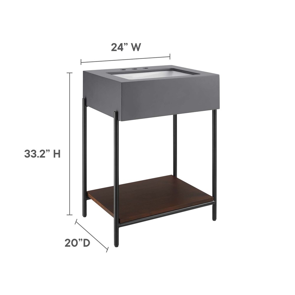 Etch 24" Bathroom Vanity with Sink in Black White