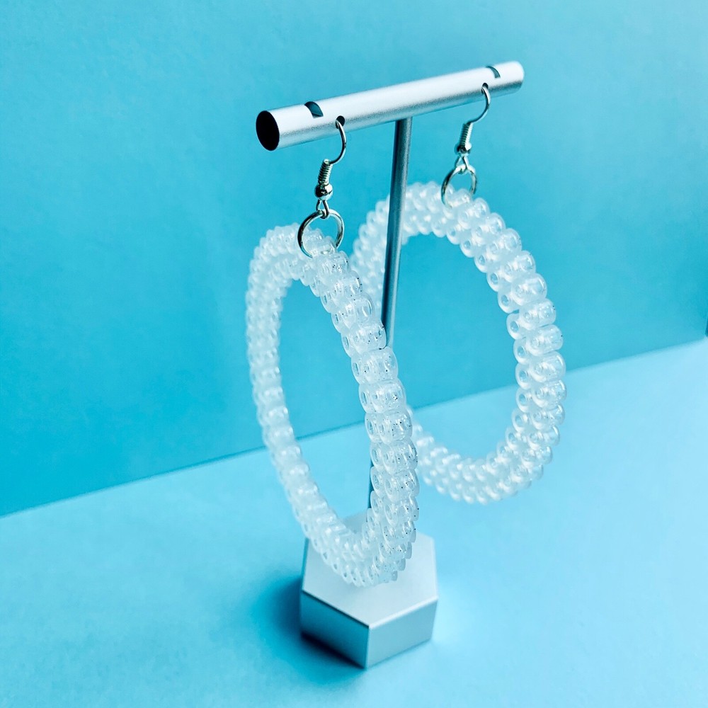 Clear Perler Bead Hoop Earrings
