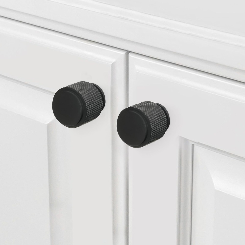 10 Pack Matte Black Kitchen Cabinet knurled Knobs Cabinet Knobs Black Drawer ...