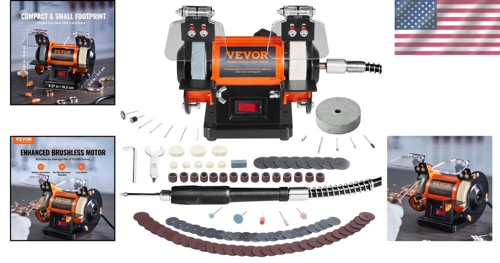 Professional-Grade Bench Buffer Grinder with Durable Motor & Safety Features