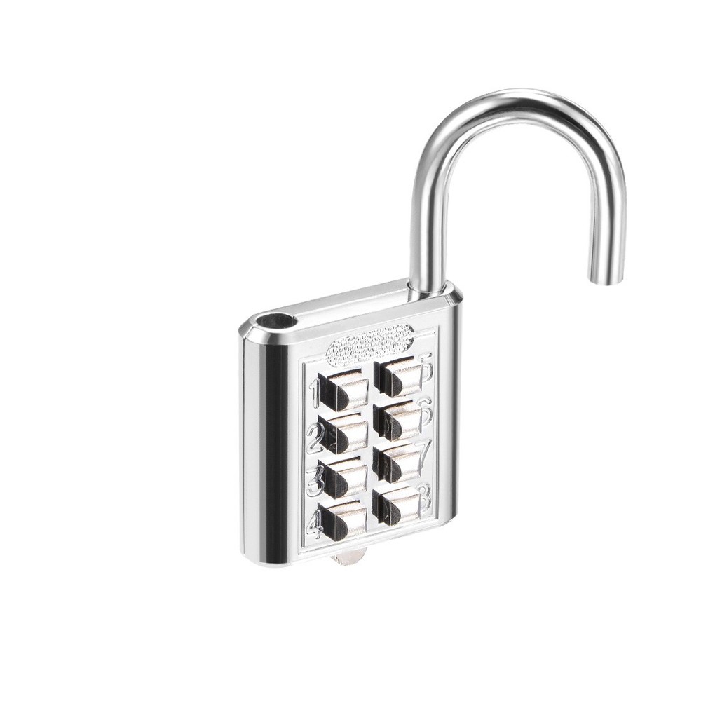 8-Digit Combination Push Button Padlock for Lockers, Silver 2-Pack