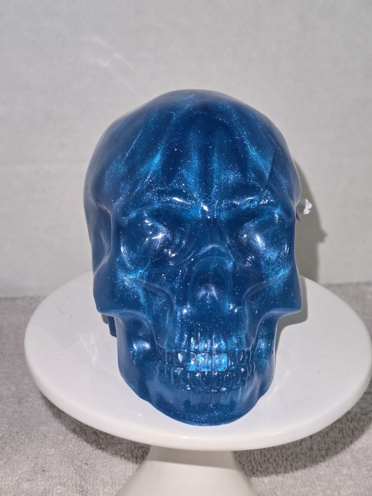 Metallic Blue Resin Skull