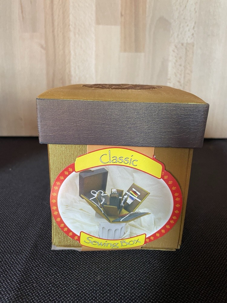 Classic Satin Lined Sewing Box Needles, Thread, Scissors And More (EA7)