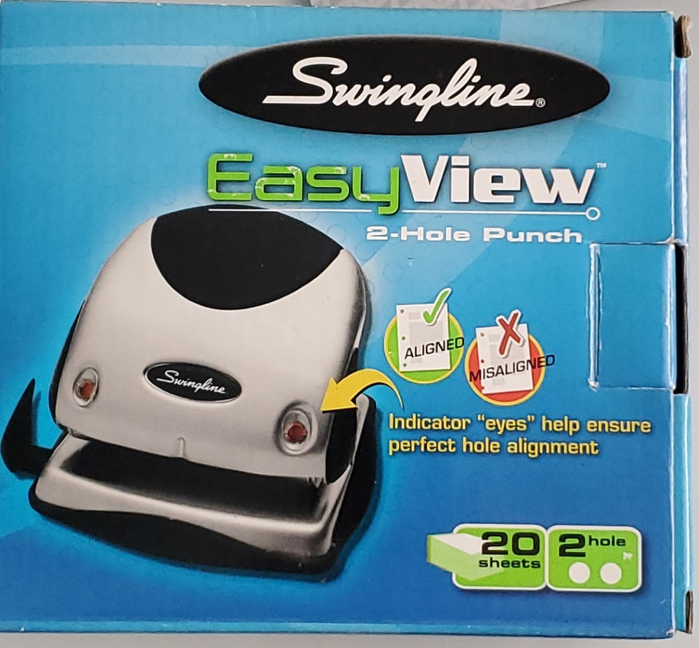 SWINGLINE Easy View 2-Hole Punch with Paper Alignment Indicator NEW