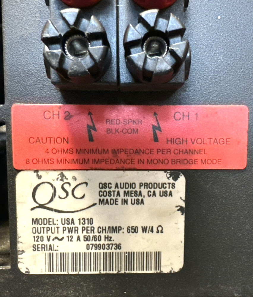 QSC USA1310 Power Amplifier Tested & working!
