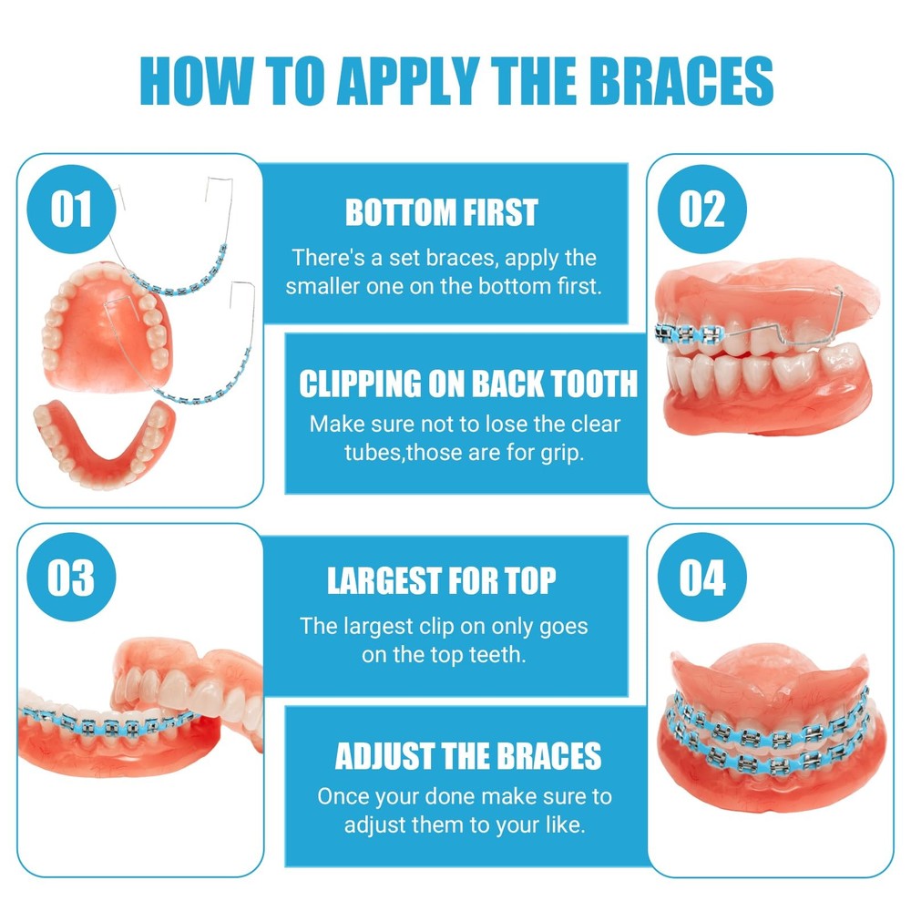 4 Pair of Temporary Tooth Decoration, Teeth Retainer Practical Brackets para ...