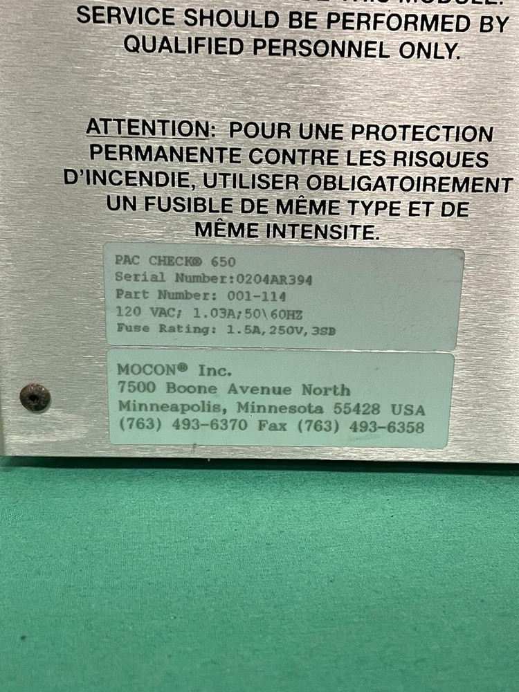 Mocon Dual Head Space Analyzer Pac Check Model 650
