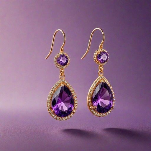 Beautiful Dangle Earring Simulated Amethyst 4Ct Pear Cut Sterling Silver 925
