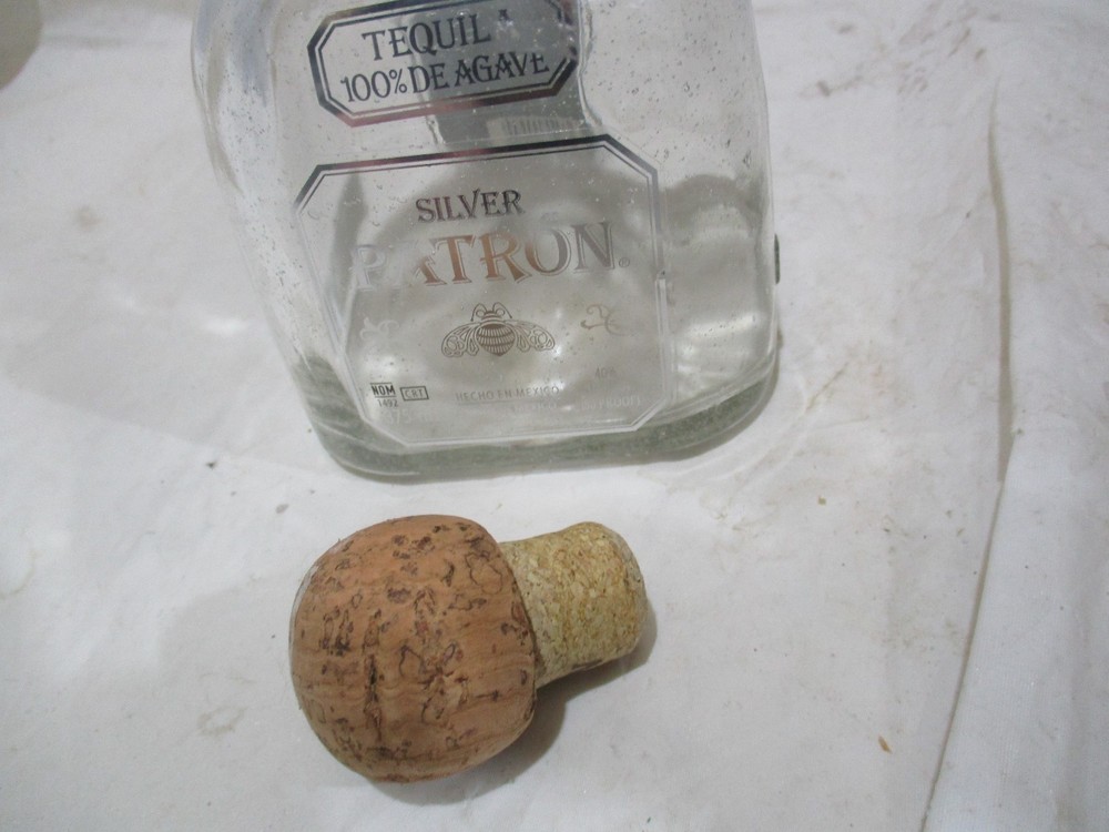 Patron Silver Empty Bottle, Cork, Hang Tag Certification 375ml