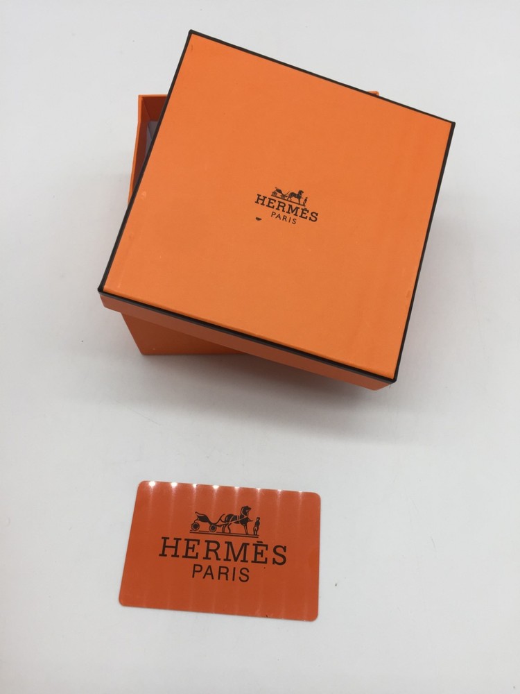 Hermes Empty Gift Box Rectangle Classic Orange Brown Logo 5”x5”